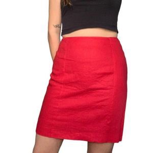 VINTAGE NINETIES RED LINEN SKIRT